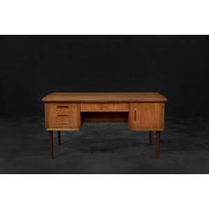 Vintage Classic Mid-Century Danish Scandinavian Modern Teak Bilateral Desk, 1960s