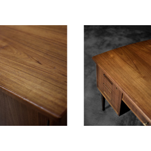 Vintage Classic Mid-Century Danish Scandinavian Modern Teak Bilateral Desk, 1960s