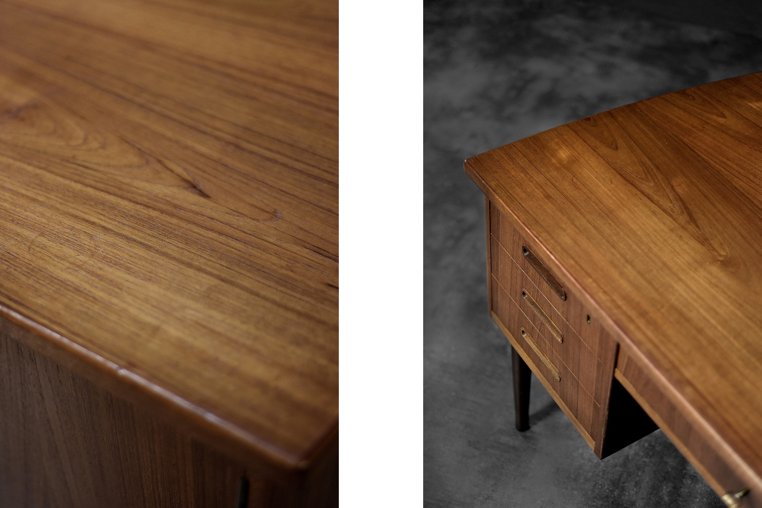 Vintage Classic Mid-Century Danish Scandinavian Modern Teak Bilateral Desk, 1960s