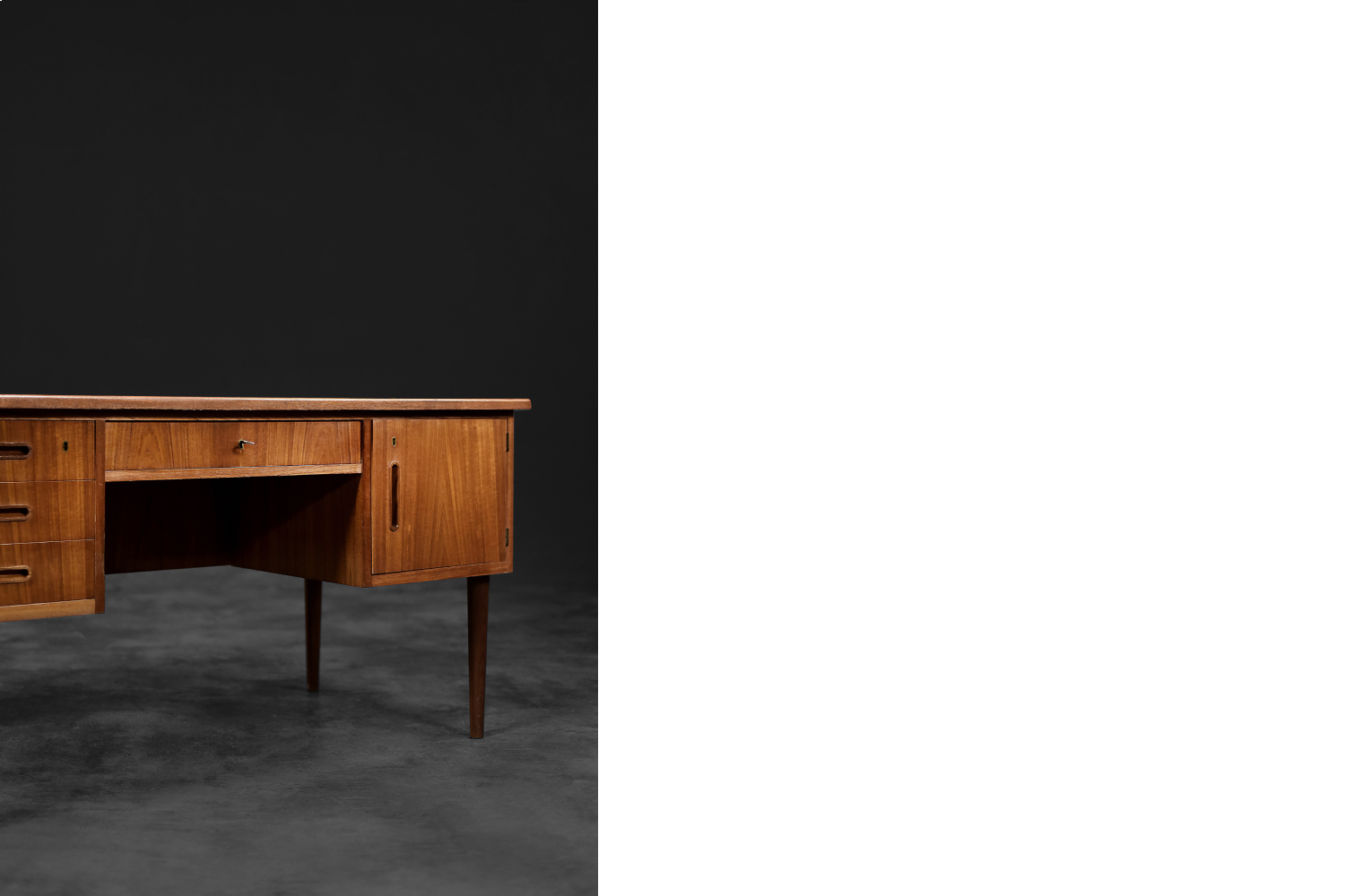 Vintage Classic Mid-Century Danish Scandinavian Modern Teak Bilateral Desk, 1960s