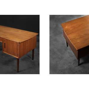 Vintage Classic Mid-Century Danish Scandinavian Modern Teak Bilateral Desk, 1960s