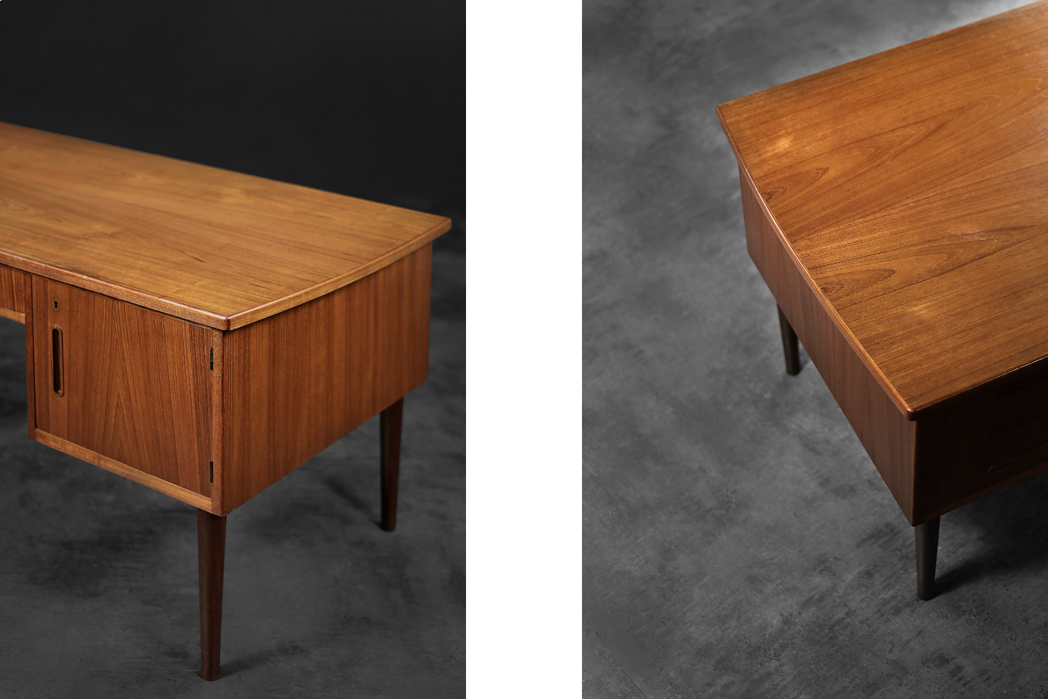 Vintage Classic Mid-Century Danish Scandinavian Modern Teak Bilateral Desk, 1960s