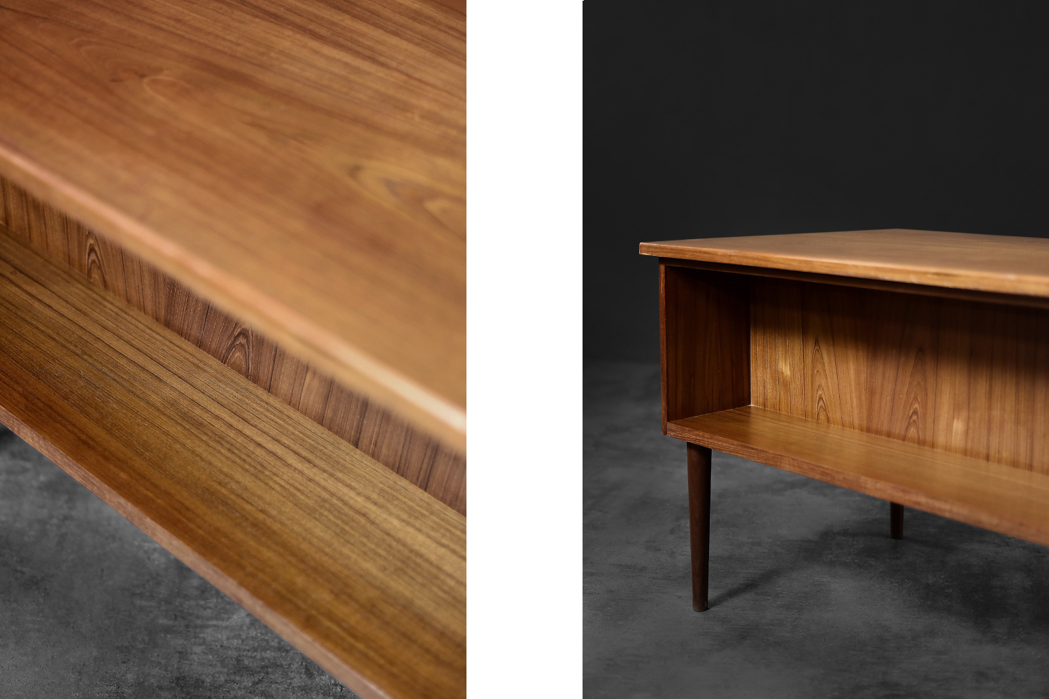 Vintage Classic Mid-Century Danish Scandinavian Modern Teak Bilateral Desk, 1960s