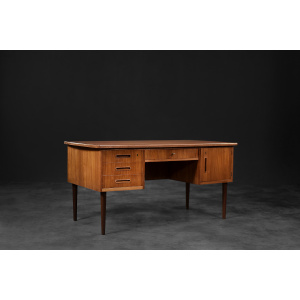 Vintage Classic Mid-Century Danish Scandinavian Modern Teak Bilateral Desk, 1960s