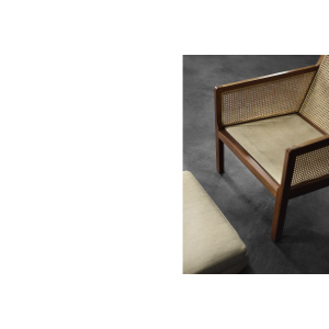 Vintage Mid-Century Scandinavian Modern Mahogany Armchair with French Wicker by Bernt Petersen dla Wørts Møbelsnedkeri, 1960s