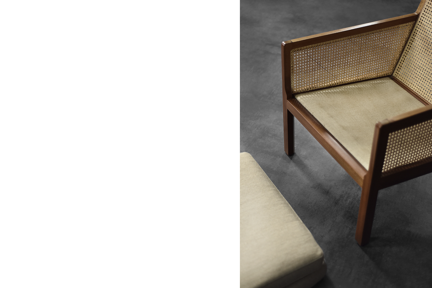 Vintage Mid-Century Scandinavian Modern Mahogany Armchair with French Wicker by Bernt Petersen dla Wørts Møbelsnedkeri, 1960s