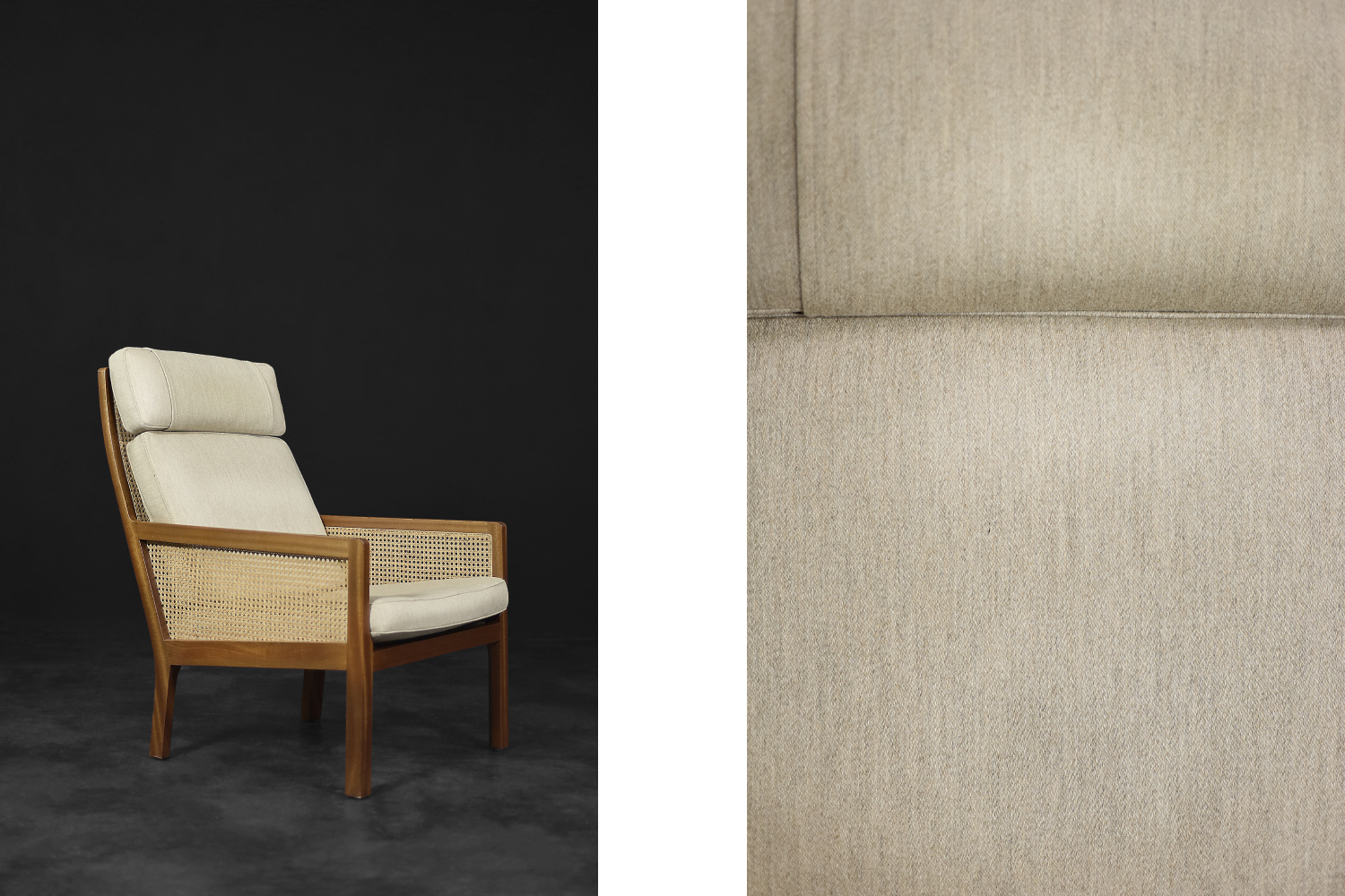 Vintage Mid-Century Scandinavian Modern Mahogany Armchair with French Wicker by Bernt Petersen dla Wørts Møbelsnedkeri, 1960s