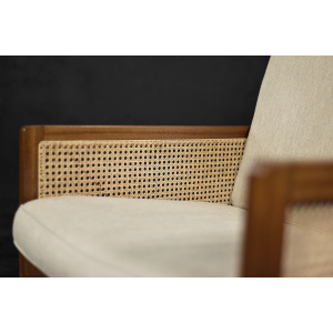 Vintage Mid-Century Scandinavian Modern Mahogany Armchair with French Wicker by Bernt Petersen dla Wørts Møbelsnedkeri, 1960s