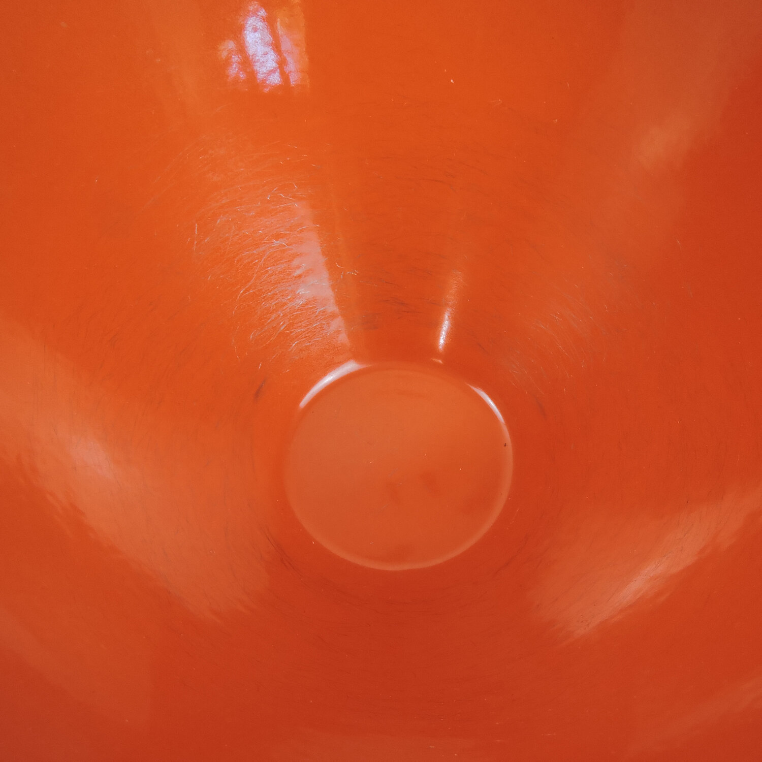 Large Mid Century Danish Red Enamel Krenit Bowl By Herbert Krenchel, 1950s