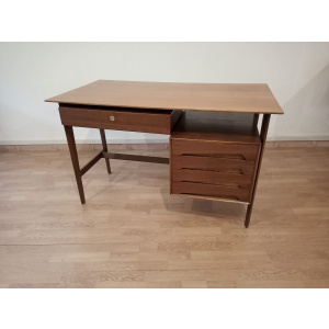 Desk in Teak Oak and Brass by Edmondo Palutari for Dassi