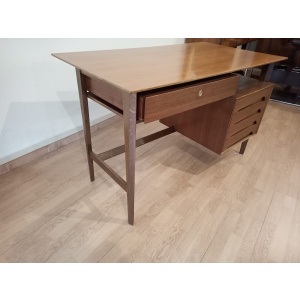 Desk in Teak Oak and Brass by Edmondo Palutari for Dassi