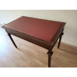Vintage Empire Style Desk in Walnut with Brass Feet and Leather Top