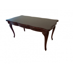 Vintage Chippendale Table in Smoked Tempered Glass with Walnut Top