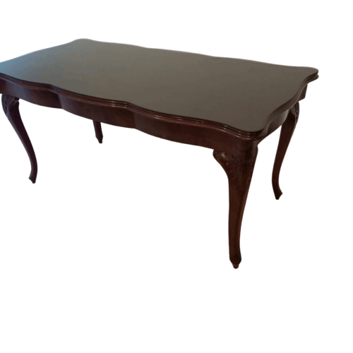 Vintage Chippendale Table in Smoked Tempered Glass with Walnut Top
