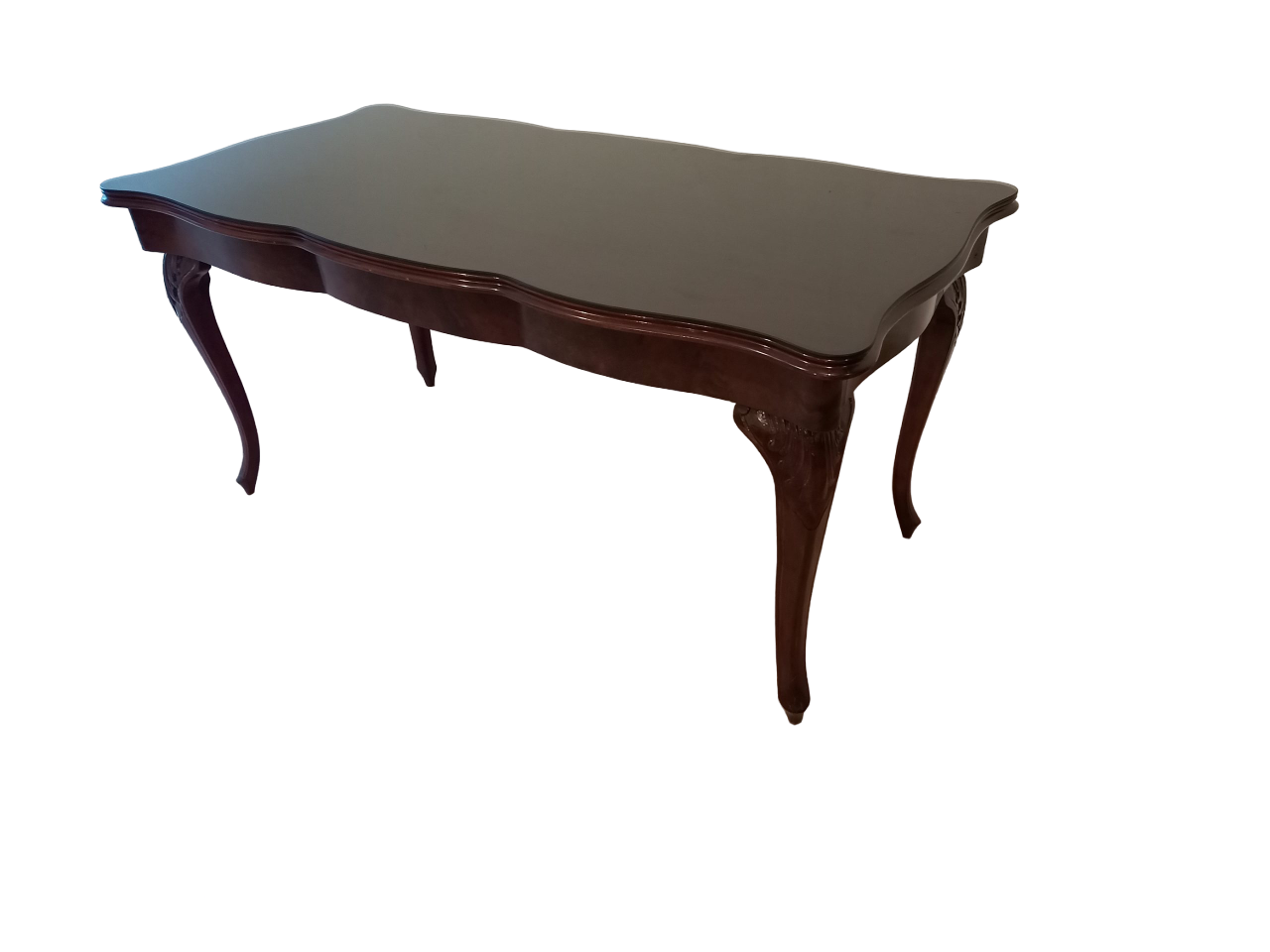 Vintage Chippendale Table in Smoked Tempered Glass with Walnut Top