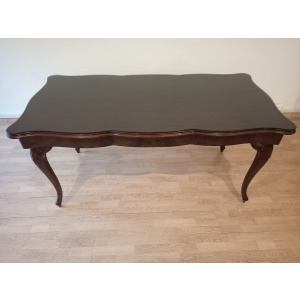 Vintage Chippendale Table in Smoked Tempered Glass with Walnut Top