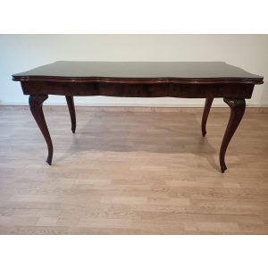 Vintage Chippendale Table in Smoked Tempered Glass with Walnut Top