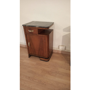 Art Deco Italian Bedside Tables in Walnut, Set of 2