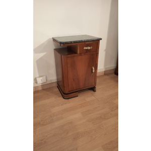 Art Deco Italian Bedside Tables in Walnut, Set of 2