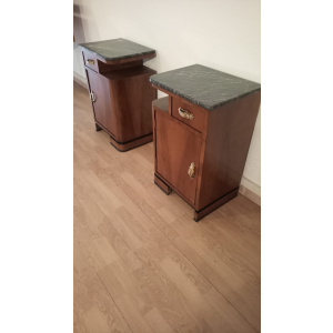 Art Deco Italian Bedside Tables in Walnut, Set of 2