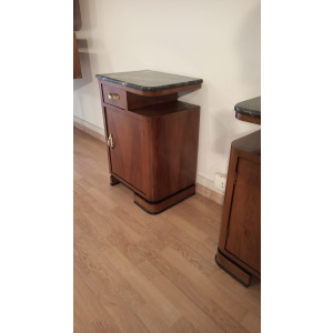Art Deco Italian Bedside Tables in Walnut, Set of 2
