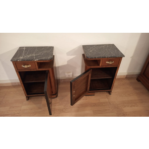 Art Deco Italian Bedside Tables in Walnut, Set of 2