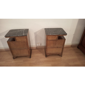 Art Deco Italian Bedside Tables in Walnut, Set of 2