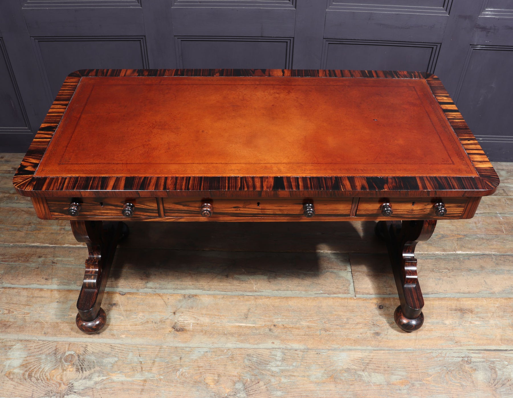 English William IV Library Table In Coromandel
