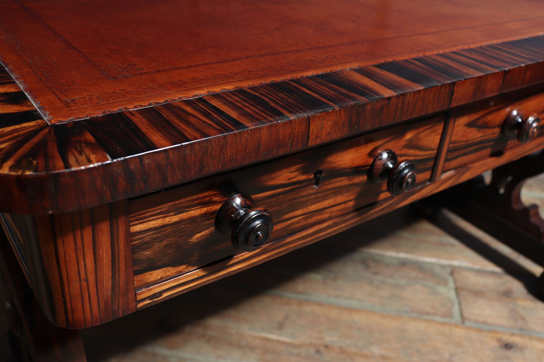 English William IV Library Table In Coromandel