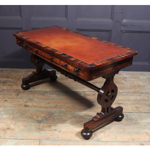 English William IV Library Table In Coromandel