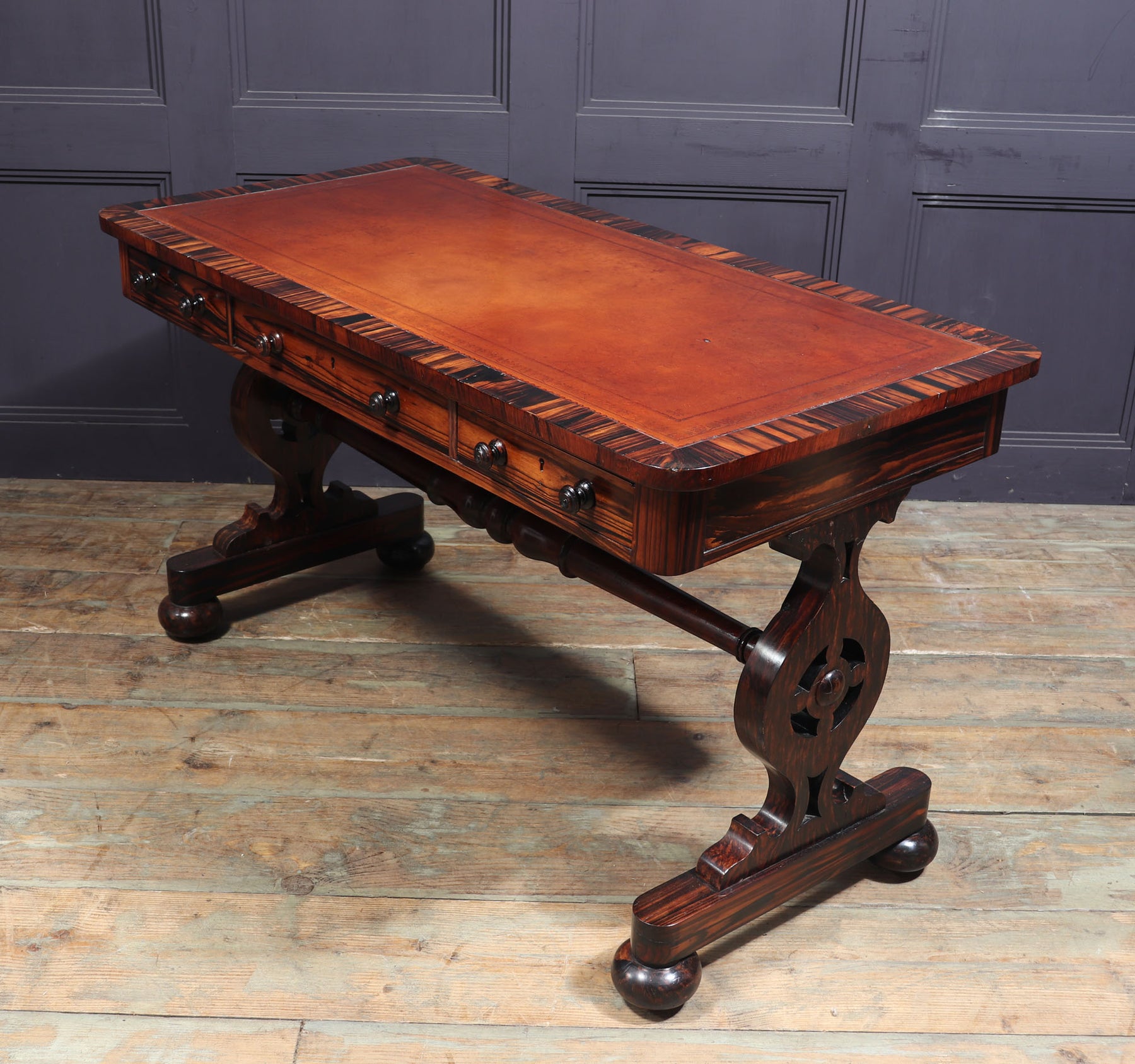 English William IV Library Table In Coromandel