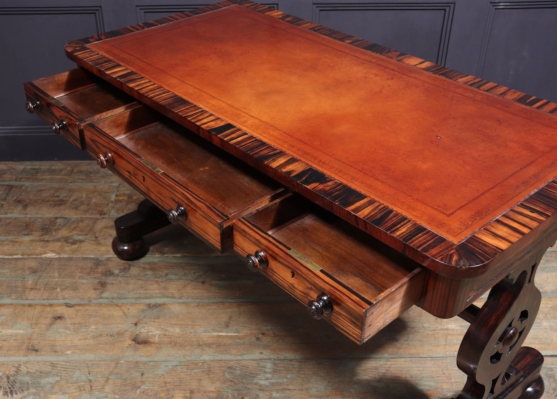 English William IV Library Table In Coromandel