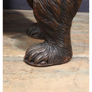 Intricately Carved Black Forest Bear Bench