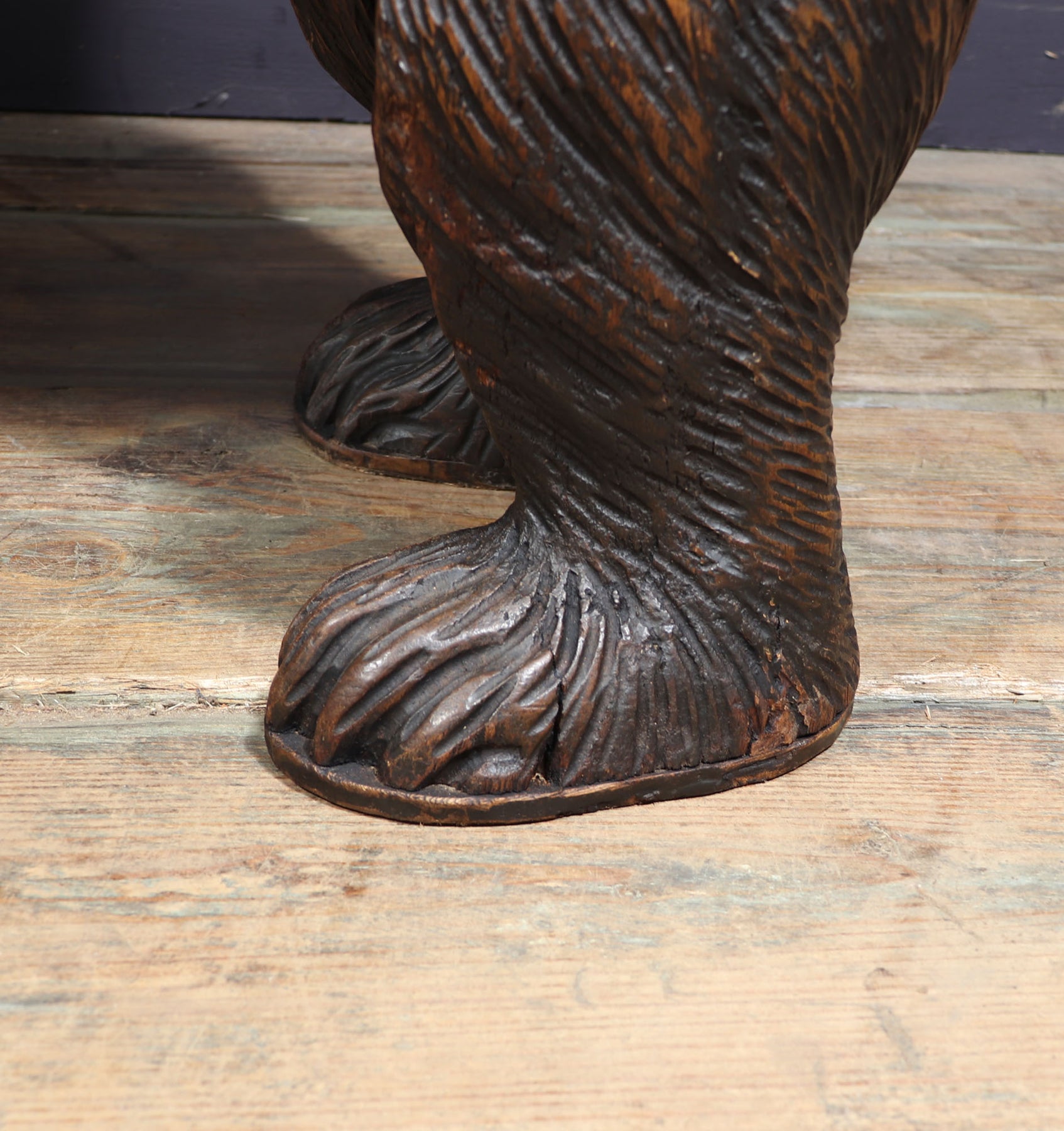 Intricately Carved Black Forest Bear Bench