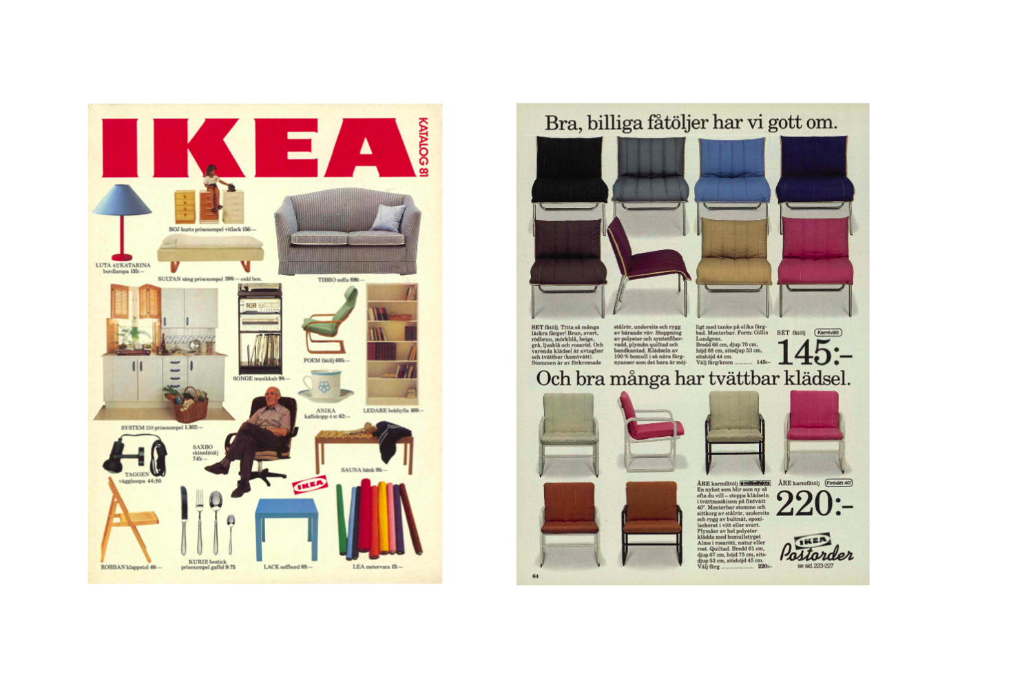 Vintage Mid-Century Scandinavian Modern Black Patchwork Leather Lounge Chair SET from IKEA, 1980s, Set of 2