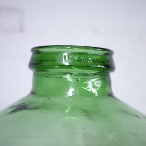 Vintage Green Glass Bottle Demijohn By Viresa, 1970s
