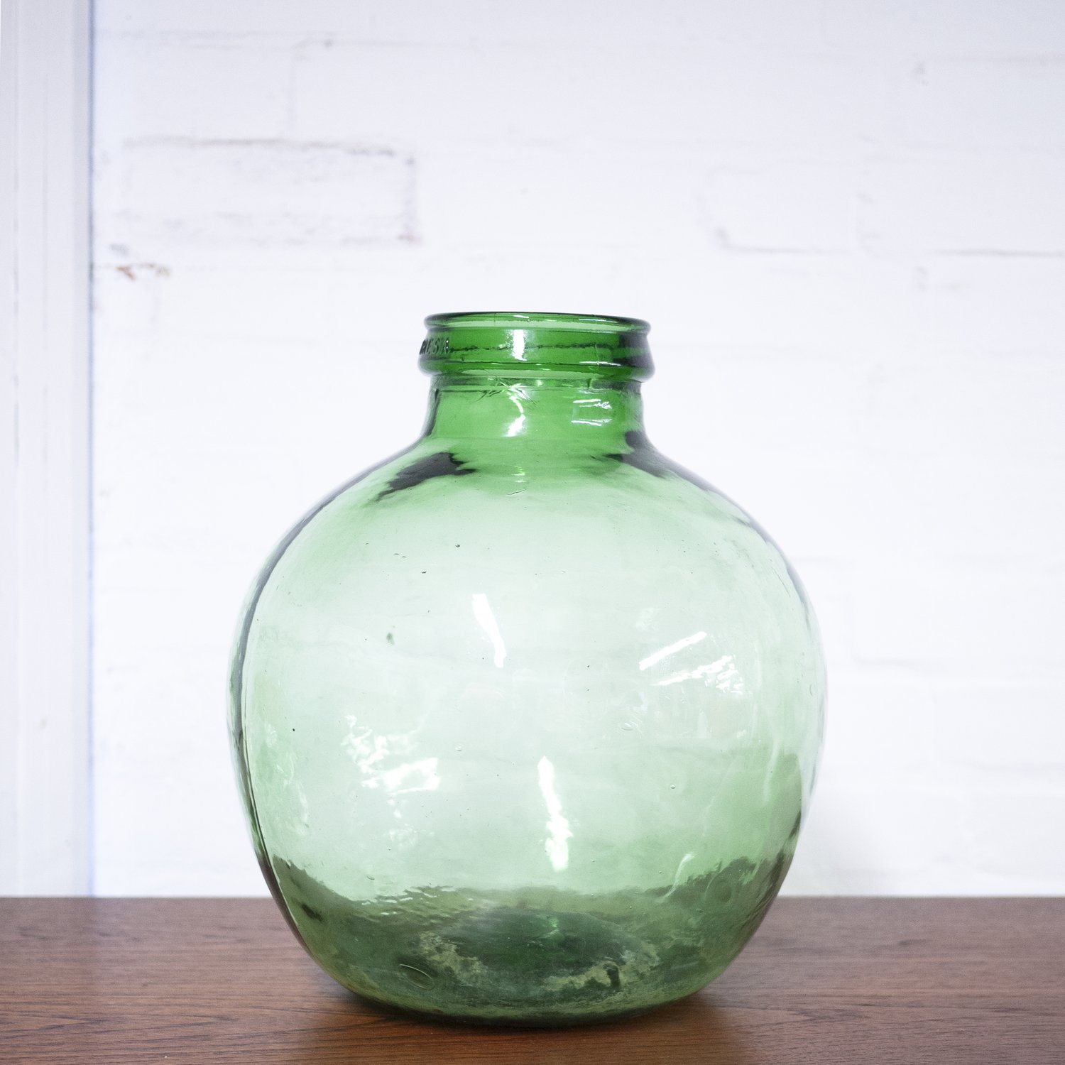Vintage Green Glass Bottle Demijohn By Viresa, 1970s