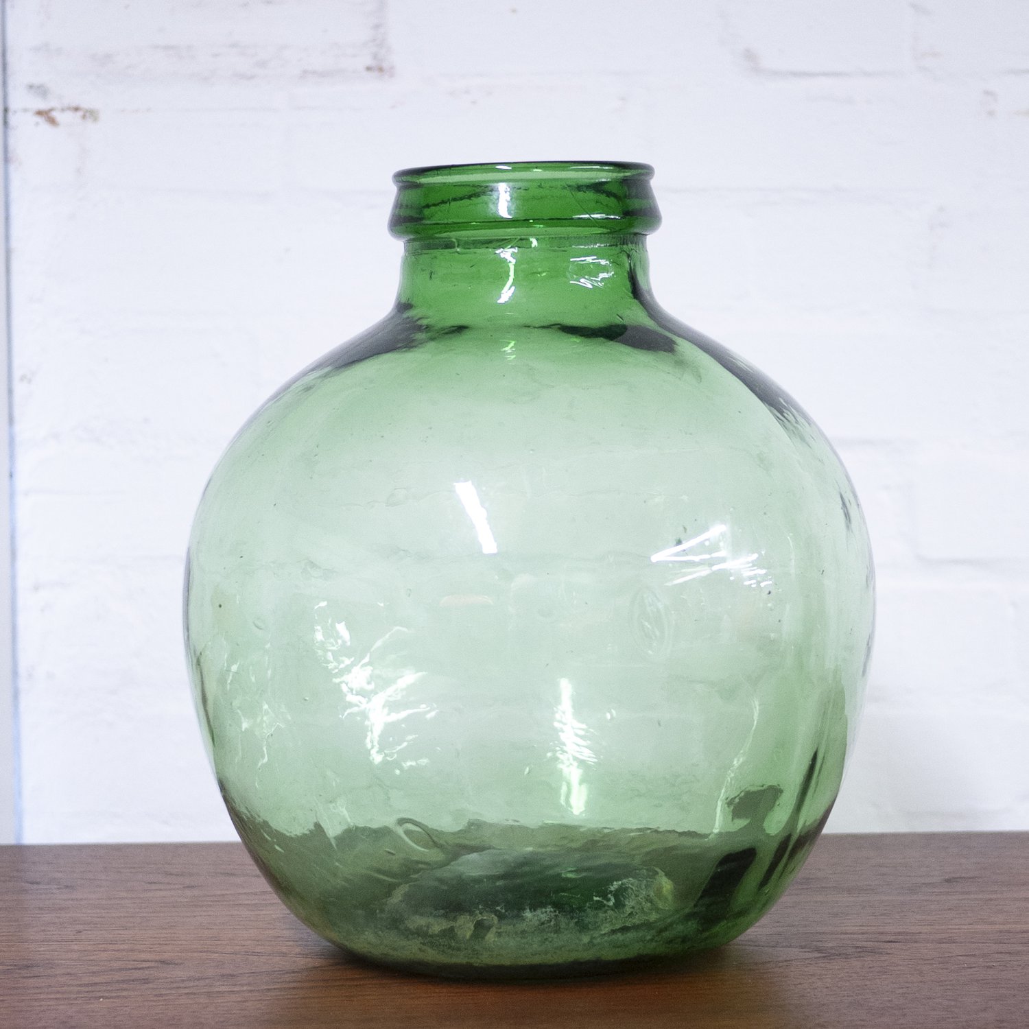Vintage Green Glass Bottle Demijohn By Viresa, 1970s