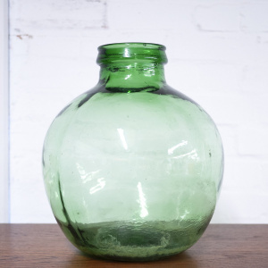 Vintage Green Glass Bottle Demijohn By Viresa, 1970s