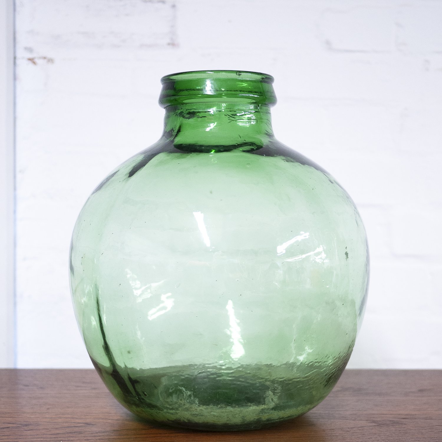 Vintage Green Glass Bottle Demijohn By Viresa, 1970s