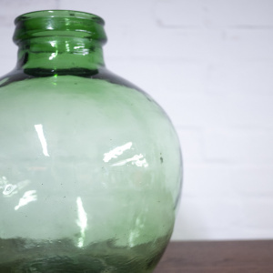 Vintage Green Glass Bottle Demijohn By Viresa, 1970s