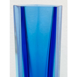 Small Italian Murano Blue Sommerso Glass Vase, 1970s