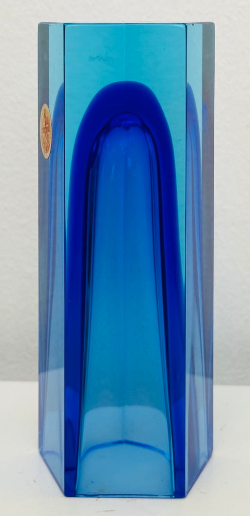 Small Italian Murano Blue Sommerso Glass Vase, 1970s