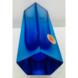 Small Italian Murano Blue Sommerso Glass Vase, 1970s