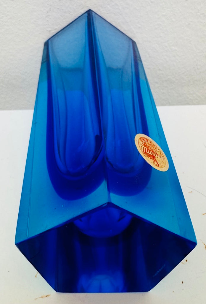 Small Italian Murano Blue Sommerso Glass Vase, 1970s