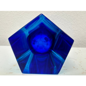 Small Italian Murano Blue Sommerso Glass Vase, 1970s
