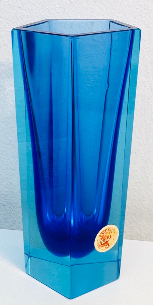 Small Italian Murano Blue Sommerso Glass Vase, 1970s