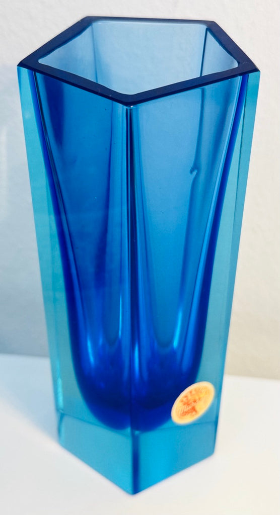 Small Italian Murano Blue Sommerso Glass Vase, 1970s