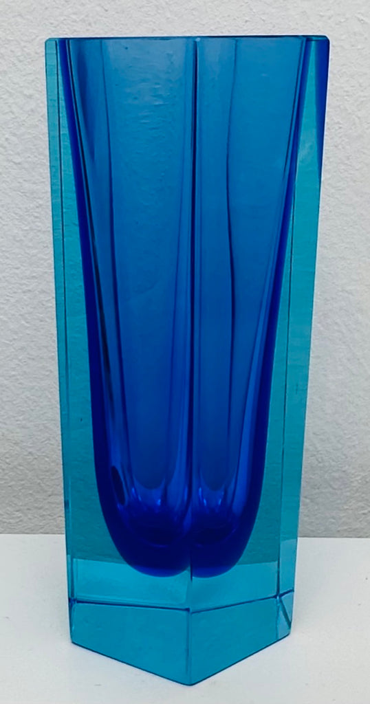 Small Italian Murano Blue Sommerso Glass Vase, 1970s