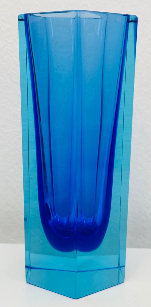 Small Italian Murano Blue Sommerso Glass Vase, 1970s